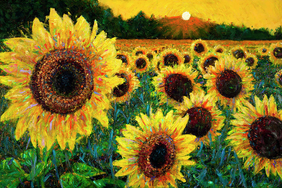 Finger Painting - Sunflowers Painting by Lorraine McMillan