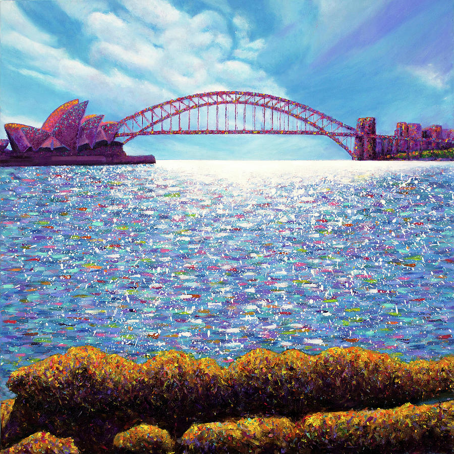 Finger Painting - Sydney Harbour Painting by Lorraine McMillan
