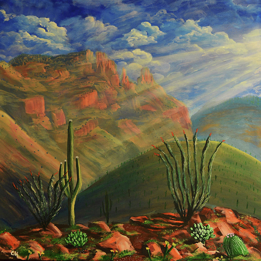 Tucson Painting - Finger Rock Canyon Morning Light by Chance Kafka
