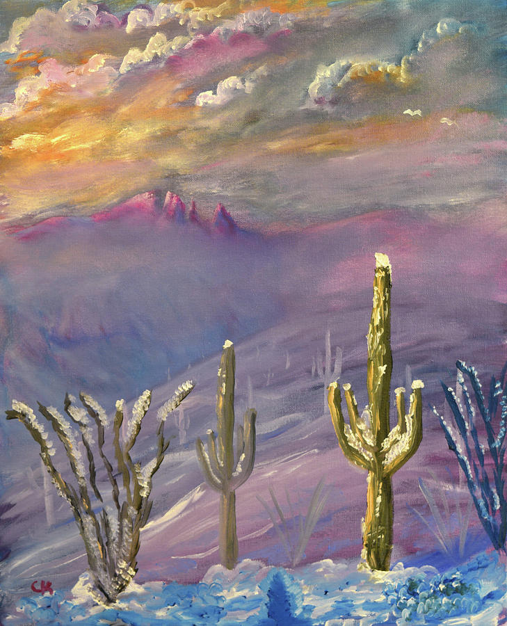 Finger Rock Winter Sunset Painting by Chance Kafka