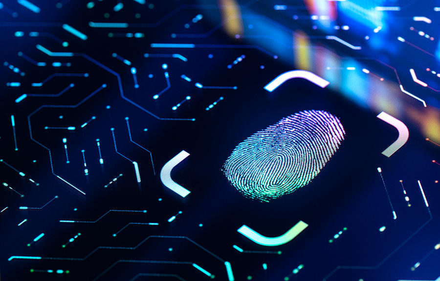 Fingerprint Biometric Authentication Button. Digital Security Concept Photograph by Da-kuk
