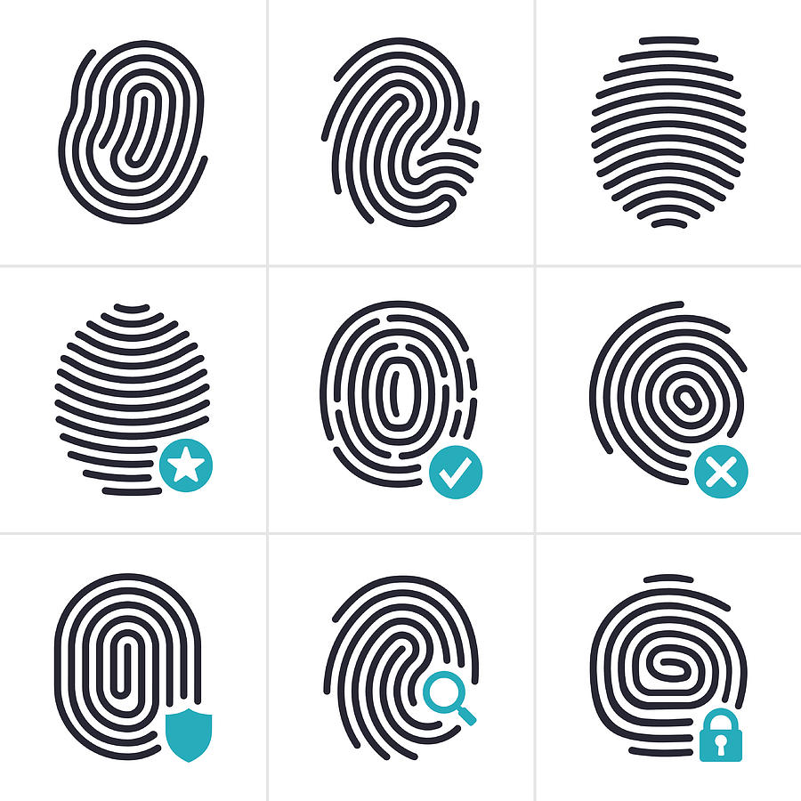 Fingerprint Identity and Security Symbols Drawing by Filo