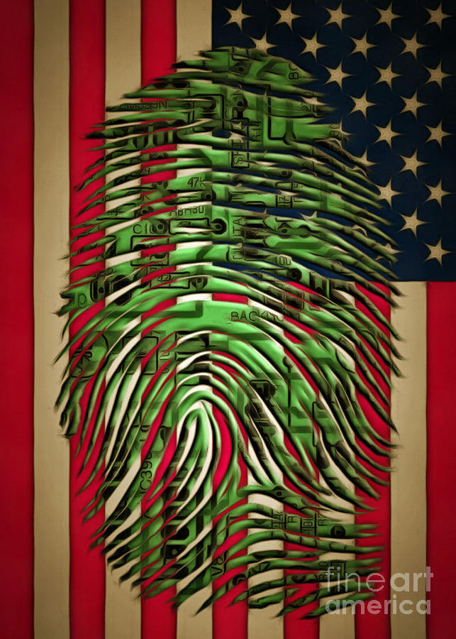 Fingerprint On The Us Flag Digital Art