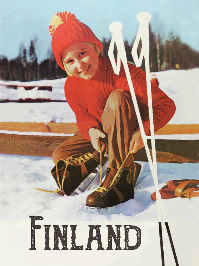 Finland, Boy on the Ski Digital Art by Long Shot