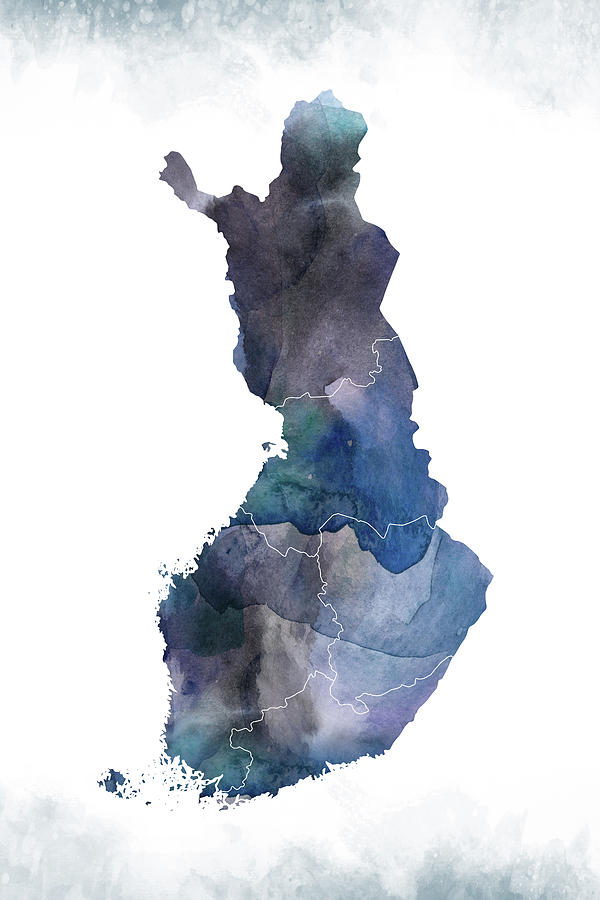 Finland Map Bluish Digital Art by Chara - Fine Art America