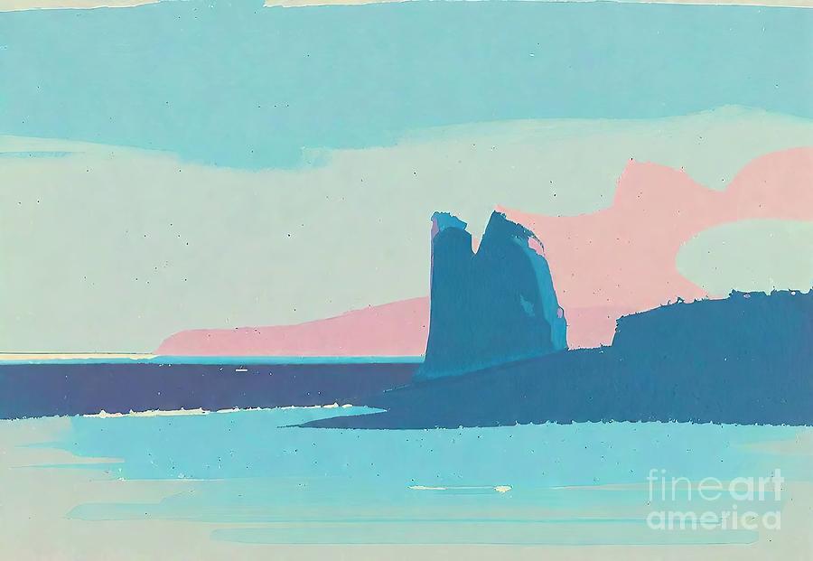 Summer Painting - Fiolent Painting purple rock sea seaside sky soft blue summer warm white chill clouds abstract backdrop background beautiful blue blurred brush color colorful dark dawn dusk evening faint fairy by N Akkash