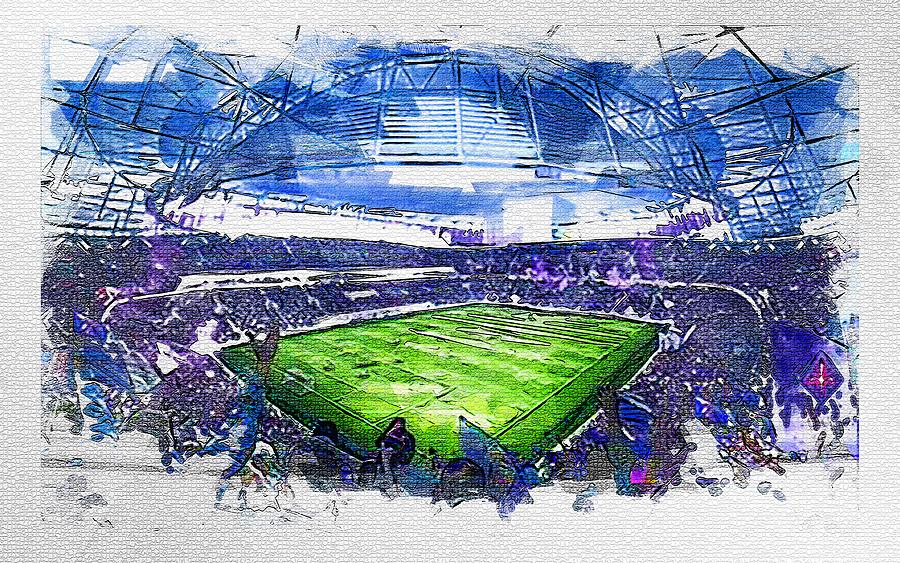 Fiorentina New Stadium Soccer Football Florence Italy Acf Mixed Media ...