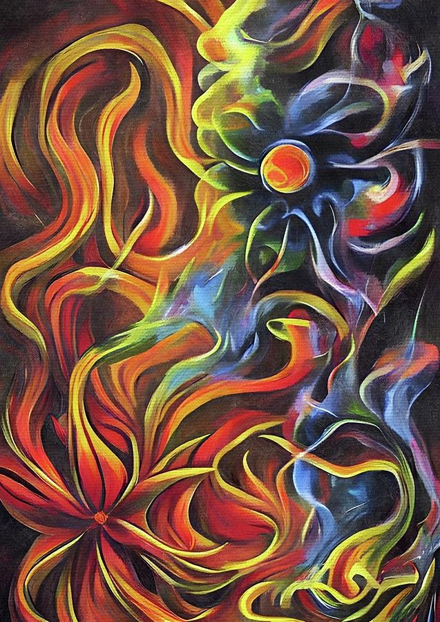 Fire And Flowers  Painting by Ally White