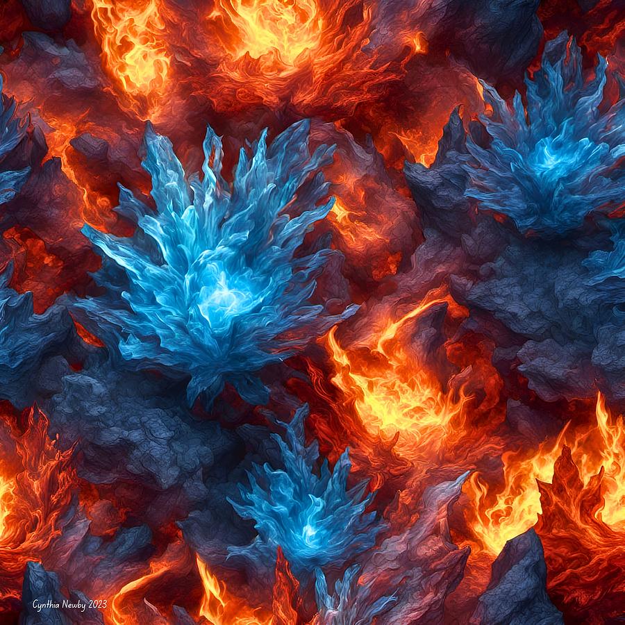 Fire and Ice Abstract 2023v4 Digital Art by Cindys Creative Corner