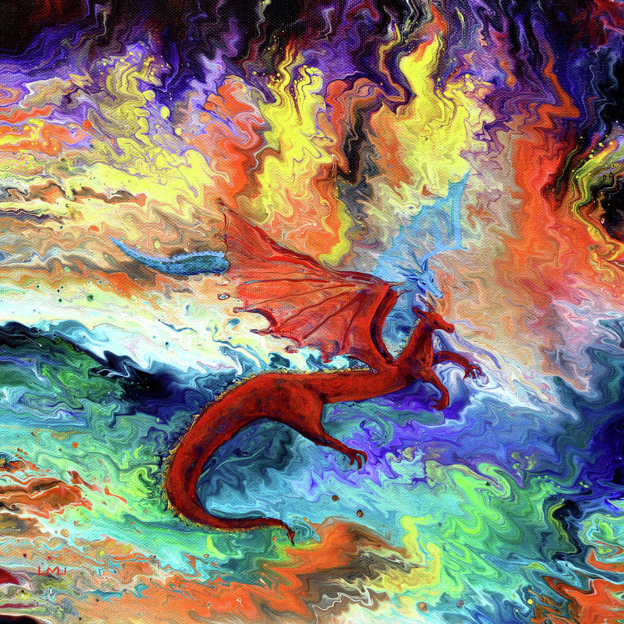 Fire and Ice Dragons Painting by Laura Iverson