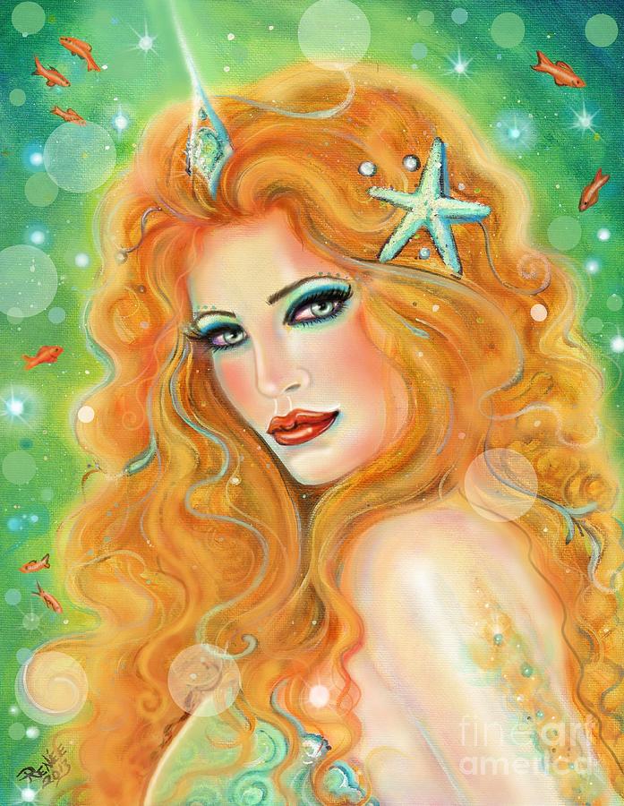 Mermaid Mixed Media - Fire and Ice Mermaid by Renee Lavoie