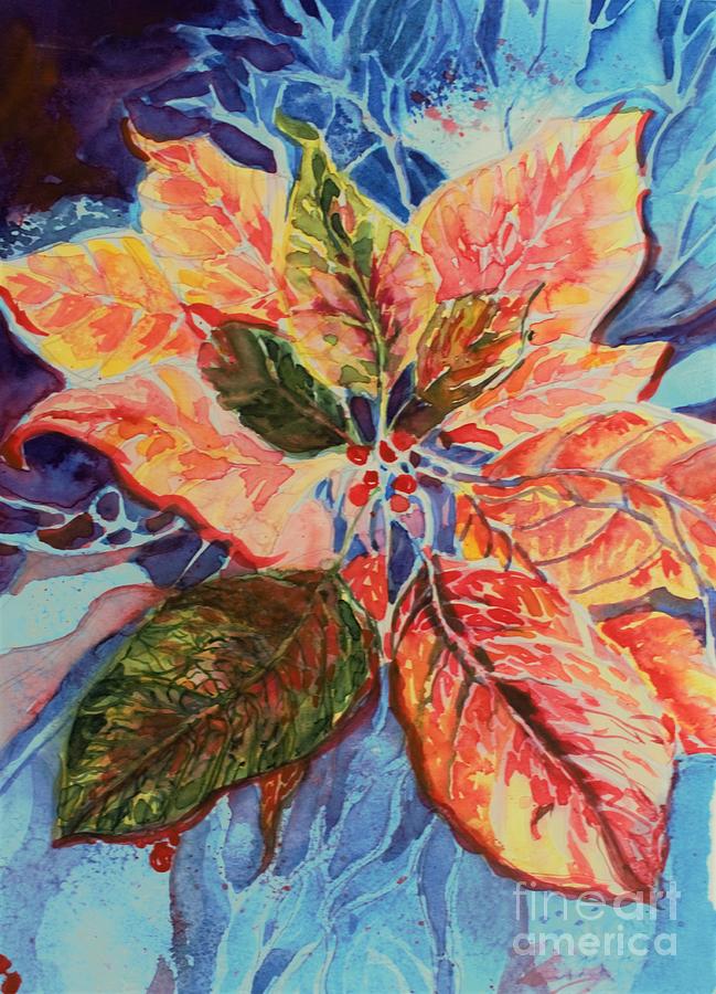 Fire and Ice Poinsettia Painting by Mindy Newman