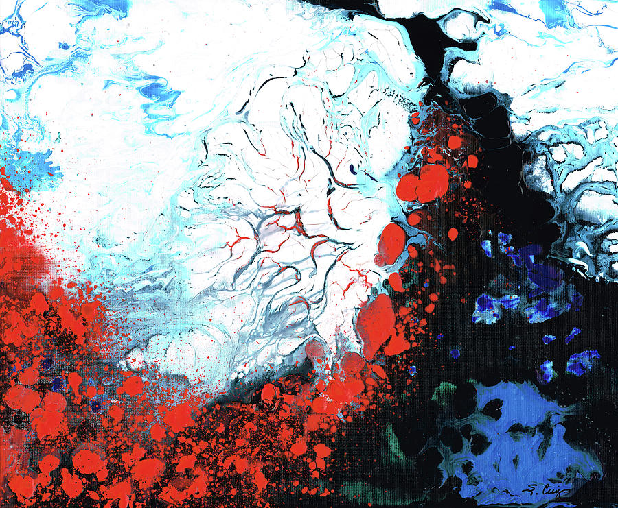 Fire And Ice - Red And Blue Art - Sharon Cummings Painting by Sharon Cummings