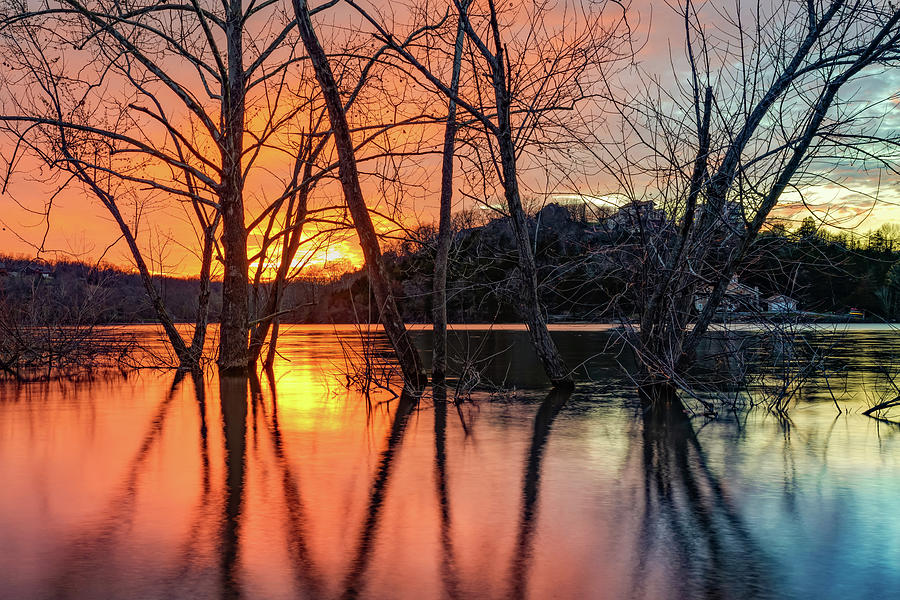 America Photograph - Fire and Ice Sunset Over Beaver Lake - Northwest Arkansas by Gregory Ballos