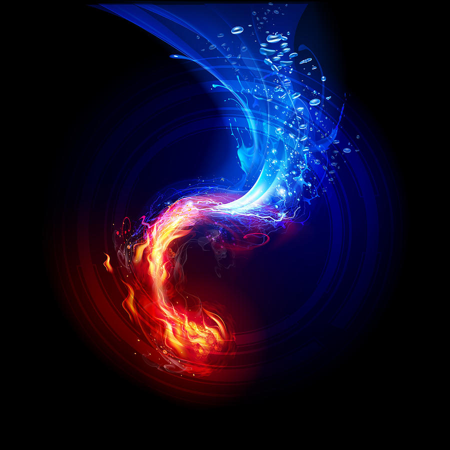 FIre and  Water Backgrounds Drawing by Adelevin