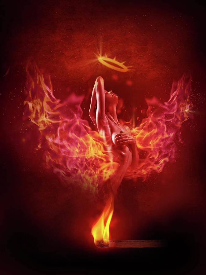 Fire angel Digital Art by Mihaela Pater - Pixels