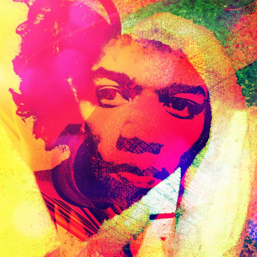 Jimi Hendrix on Fire Digital Art by Anne Thurston