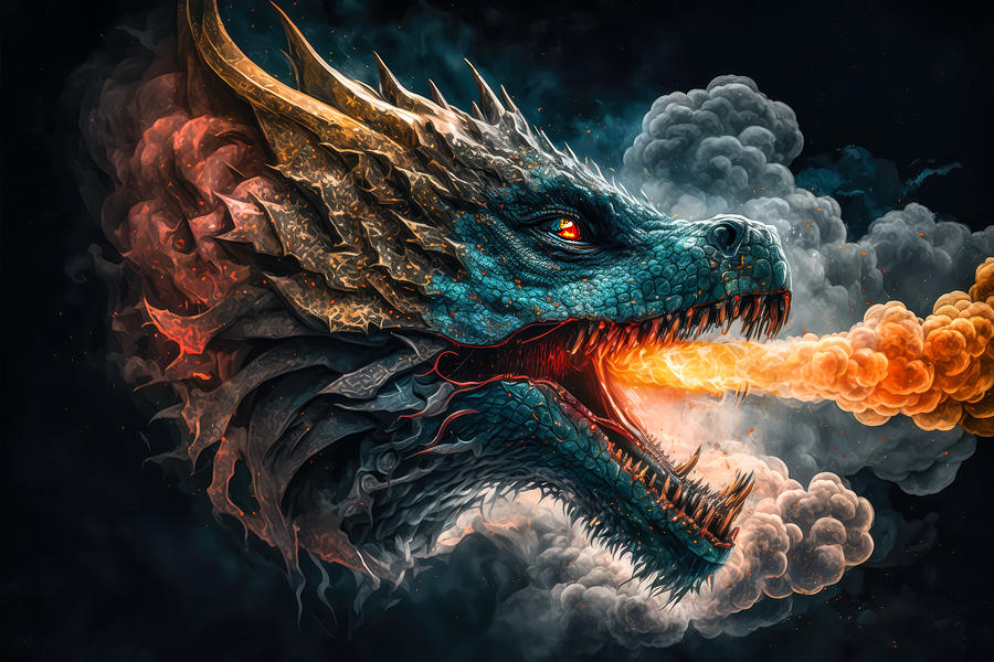 drawings of dragons breathing fire