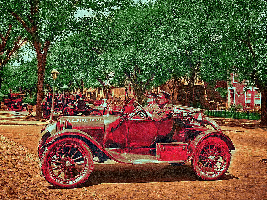 Fire Captain in a Dodge Roadster 1926 Clr Photograph by DK Digital Fire Captain in a Dodge Roadster 1926 Clr Photograph by DK Digital