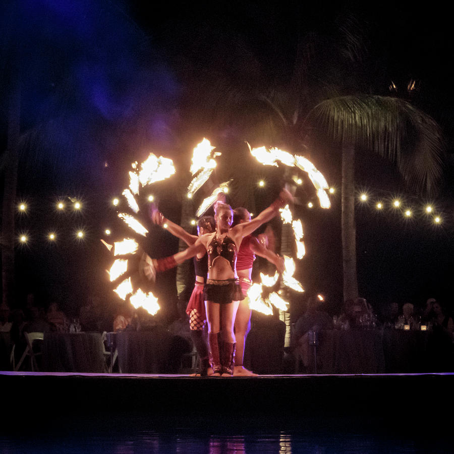 Fire Dancers Akumal Mexico Photograph by Mary Lee Dereske