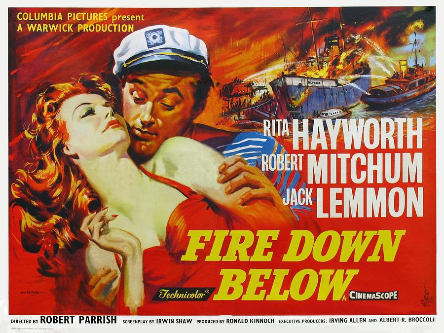 Rita Hayworth Mixed Media - Fire Down Below, 1957 by Movie World Posters