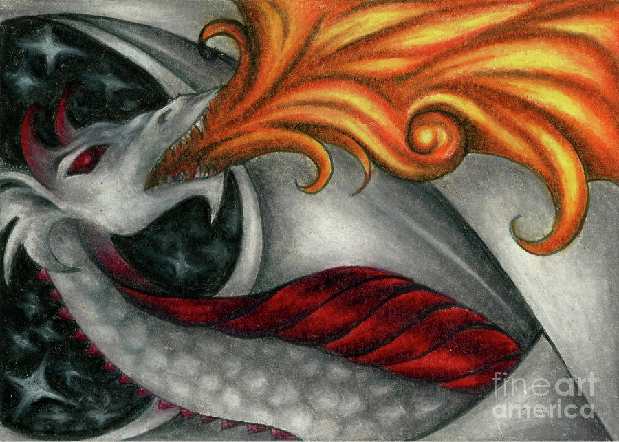 Fire Dragon Drawing by Kristin Aquariann