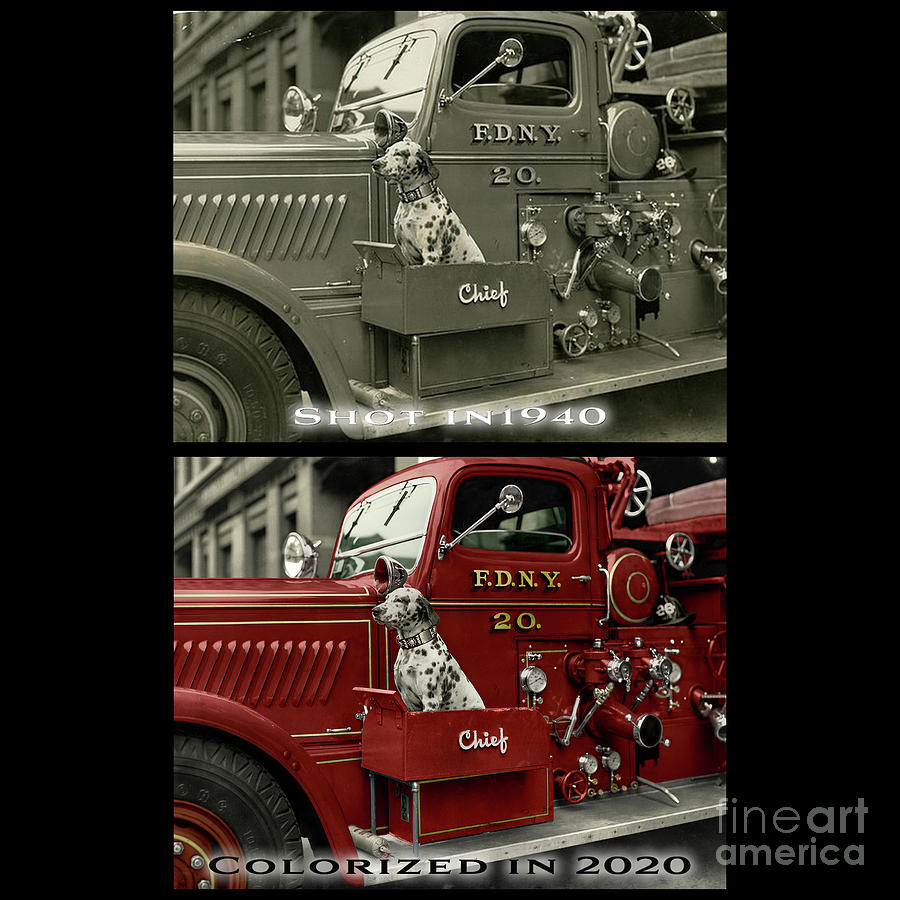 Fire engine #20 1940 F.D.N.Y. Photo colorization Comparison  Photograph by Franchi Torres