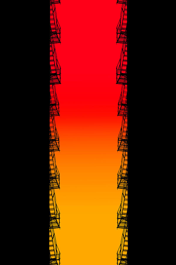 Fire Escape Ladder at sunset Photograph by Joe Myeress