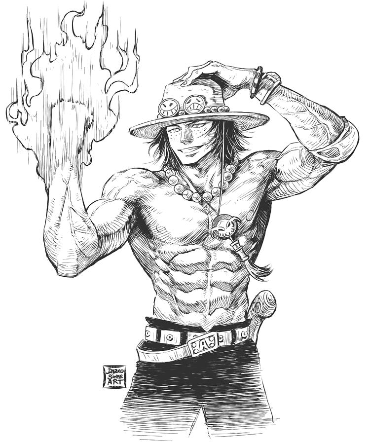 Fire Fist Ace Drawing by Darko B
