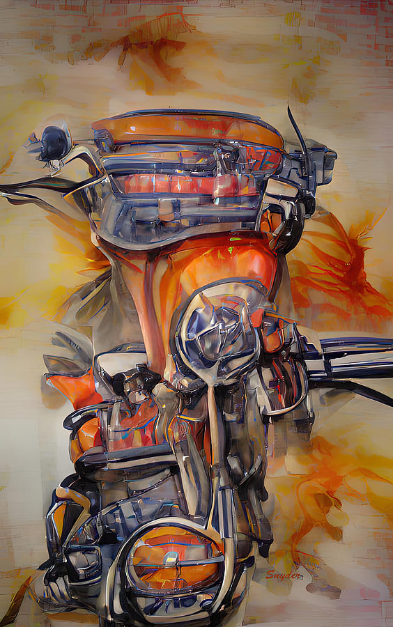Fire Flames and Speed on Two Wheels Abstract Motorcycle AI Digital Art by Floyd Snyder