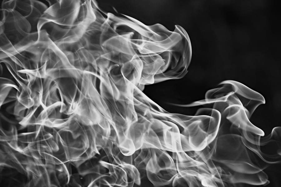 Fire Flames Smoke Black and White Photograph by Gaby Ethington