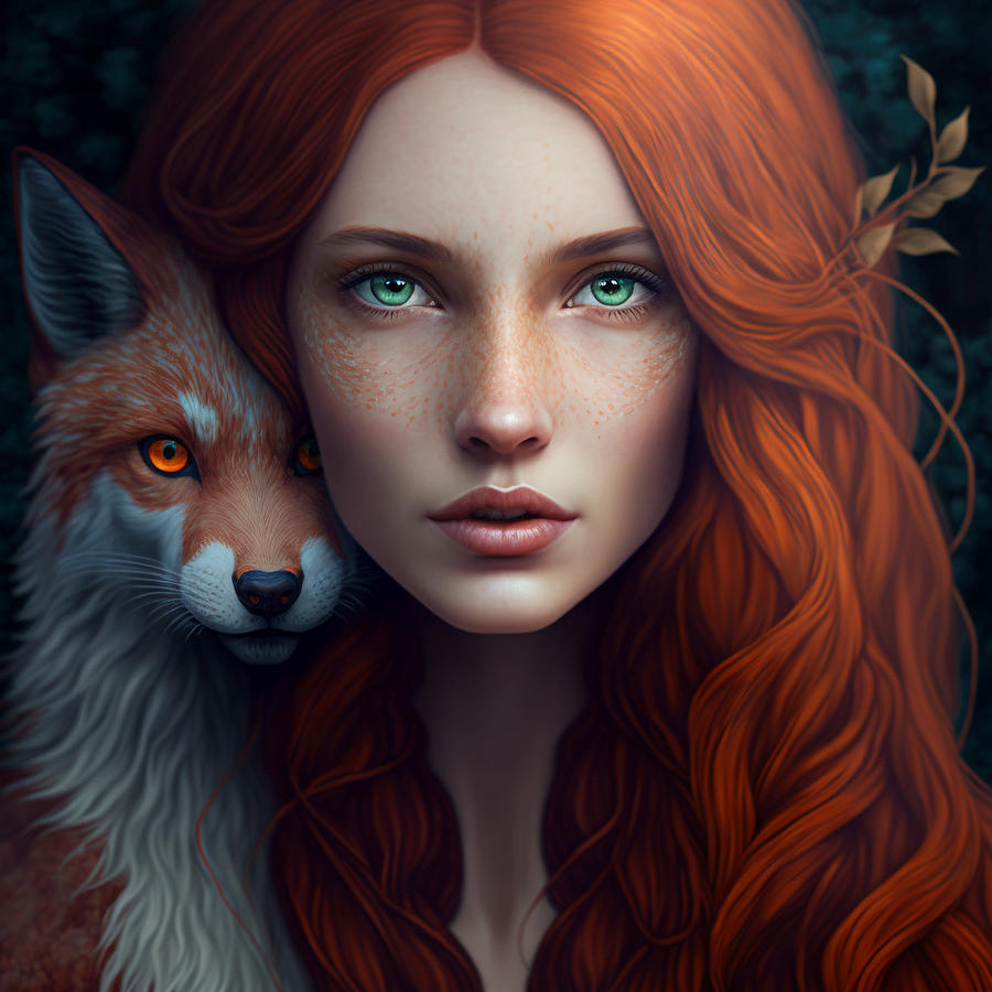 Fire fox Goddess Digital Art by Fantasy Flair - Fine Art America