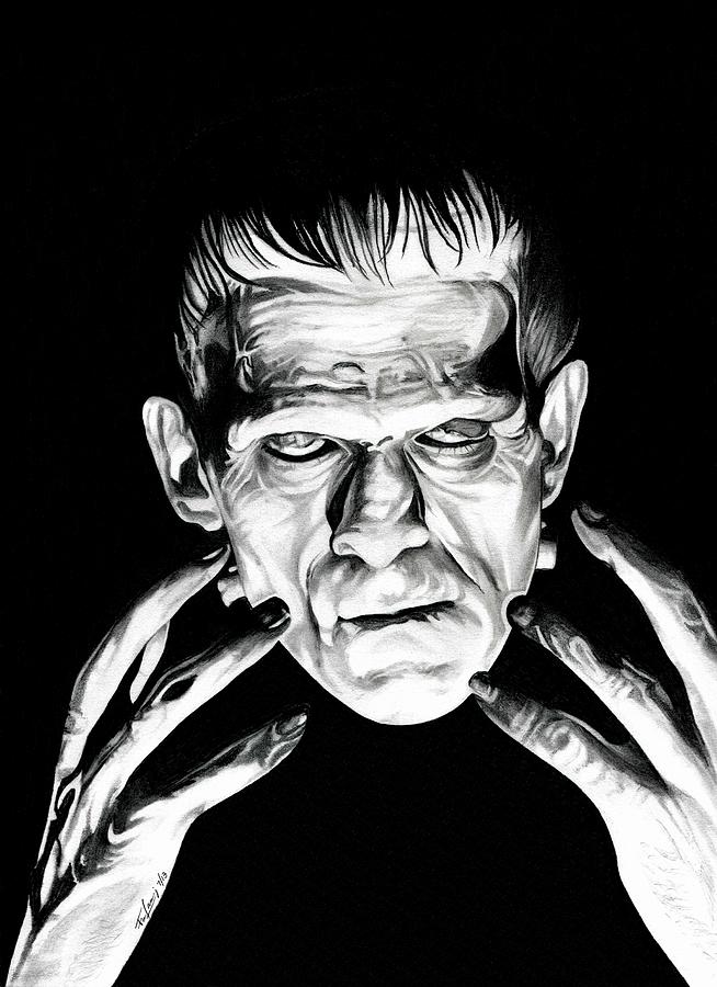 Fire - Frankenstein - BW Edition Drawing by Fred Larucci