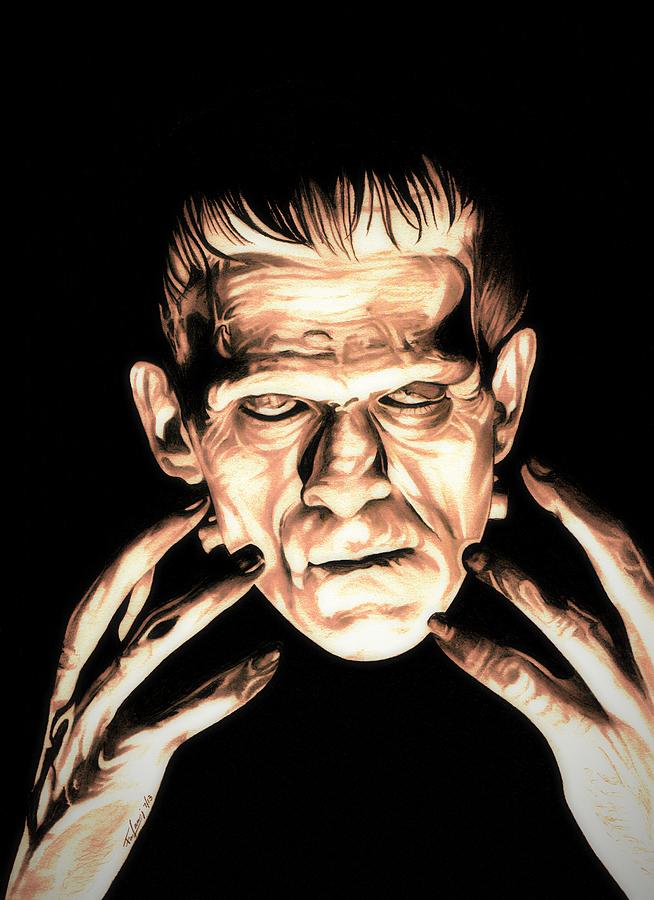 Fire - Frankenstein - Sepia Edition Drawing by Fred Larucci