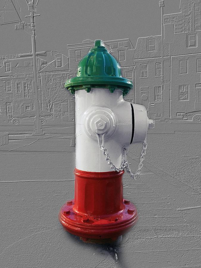 Baltimore Photograph - Fire Hydrant in Little Italy Baltimore Maryland - Emboss and colors series by Marianna Mills