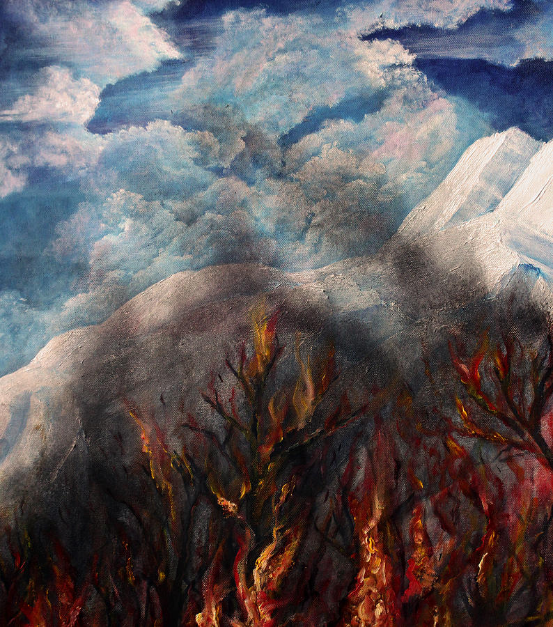 Fire in Forest Painting by Medea Ioseliani