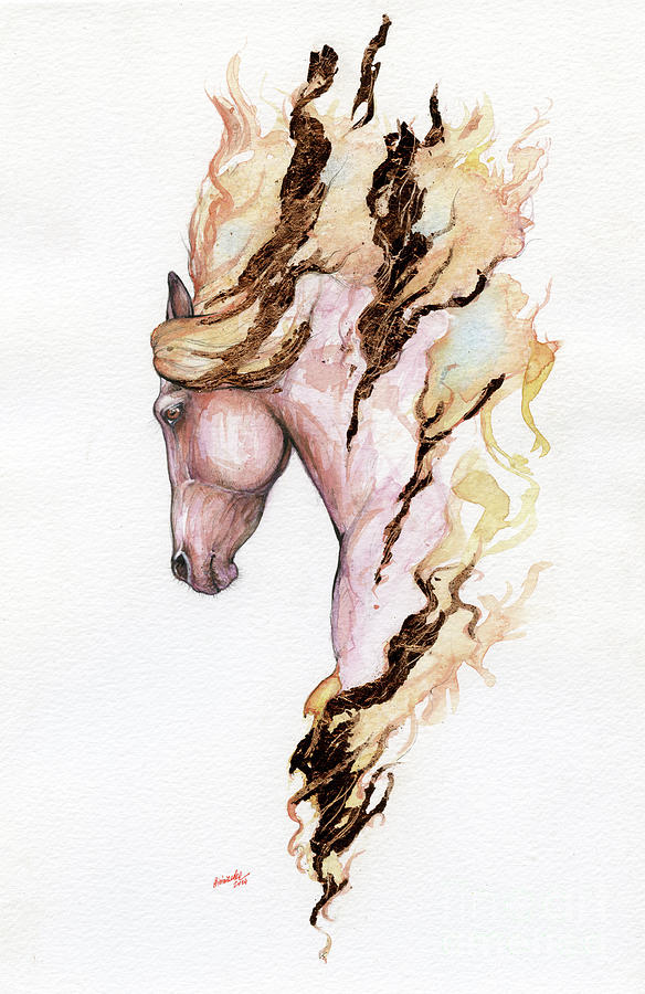 Horse Painting - Fire in mane 2024 01 29 by Ang El