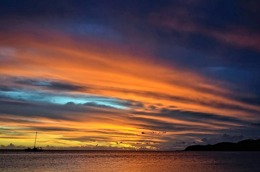 Fire in Tahitian Skies Photograph by Heidi Fickinger