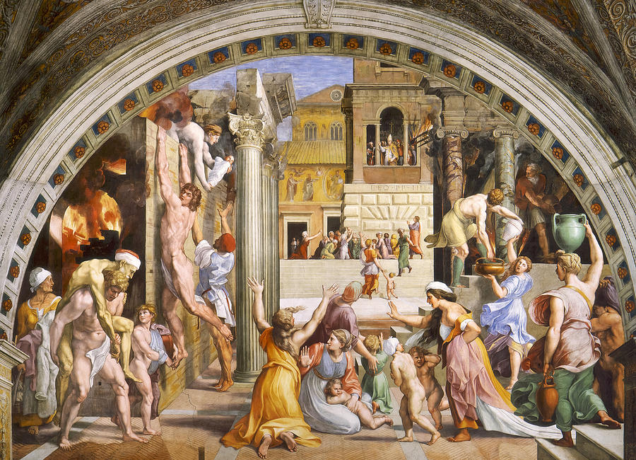 Fire In The Borgo By Raphael Painting
