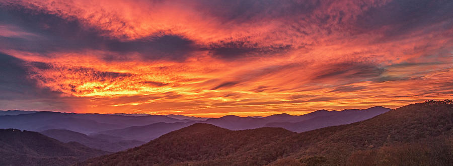 Fire in the Sky Blue Ridge Sunset Photograph by Bob Decker