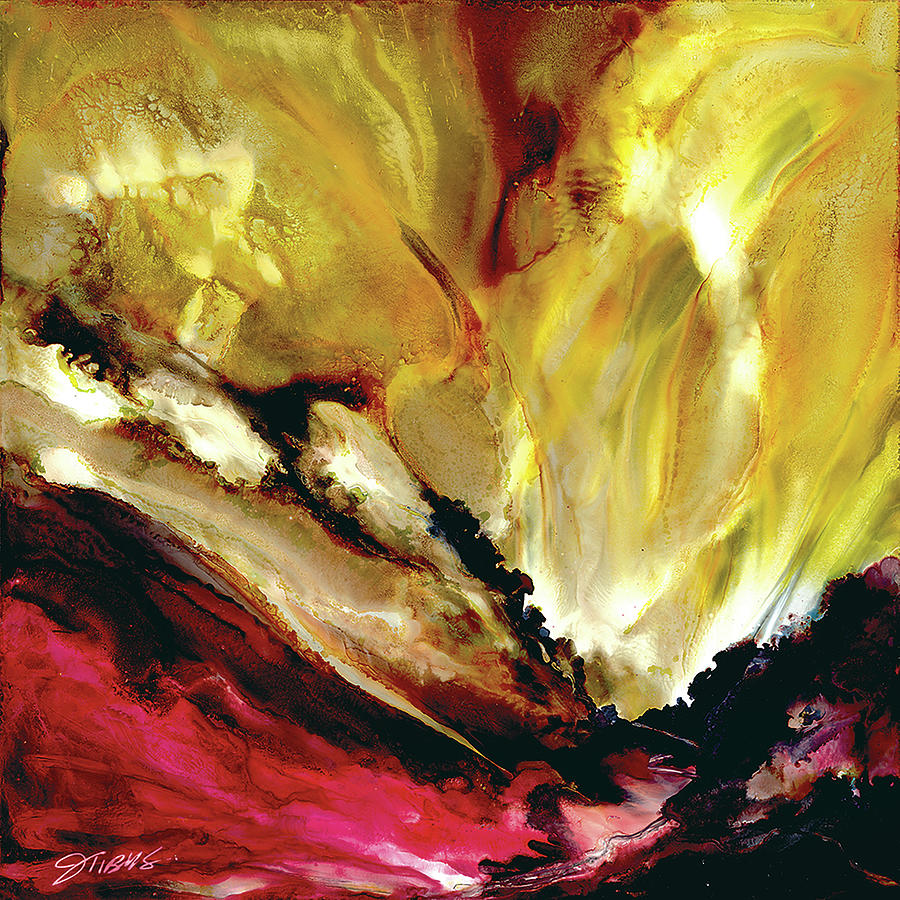 Abstract Painting - Fire in the SKy by Julie Tibus