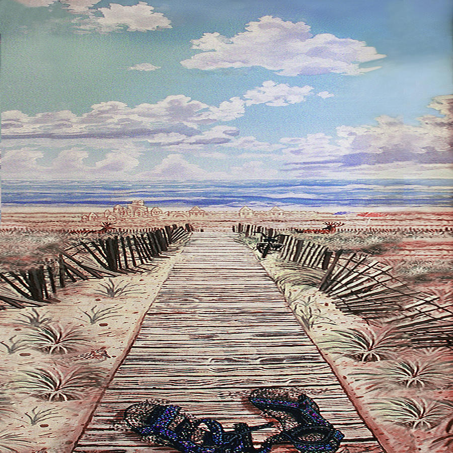 Fire Island Beach Path Tote Bag Version Painting by Bonnie Siracusa