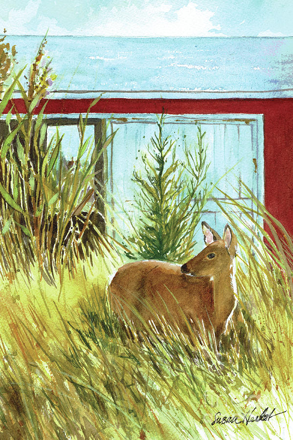 Fire Island Deer Painting by Susan Herbst