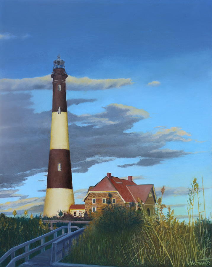 Boat Painting - Fire Island Lighthouse by Barbara Barber