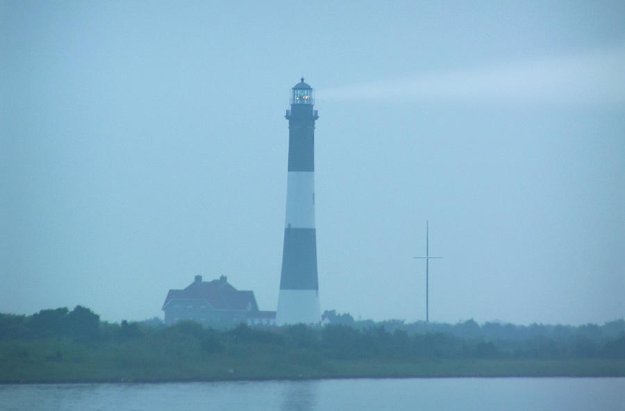 Fire Island Lighthouse in Fog Photograph by Laura Fasulo