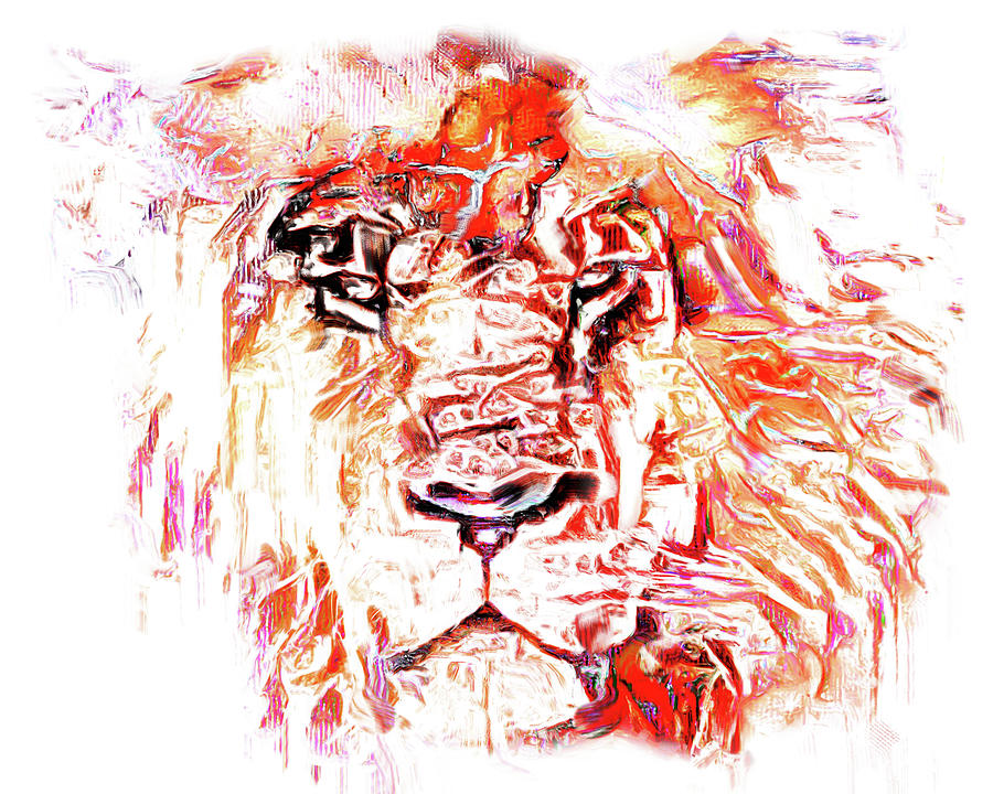 Fire lion Digital Art by Chris Bee