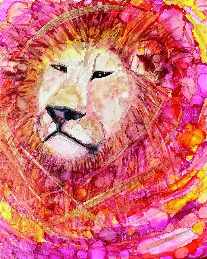 Fire Lion Painting by Deb Brown Maher