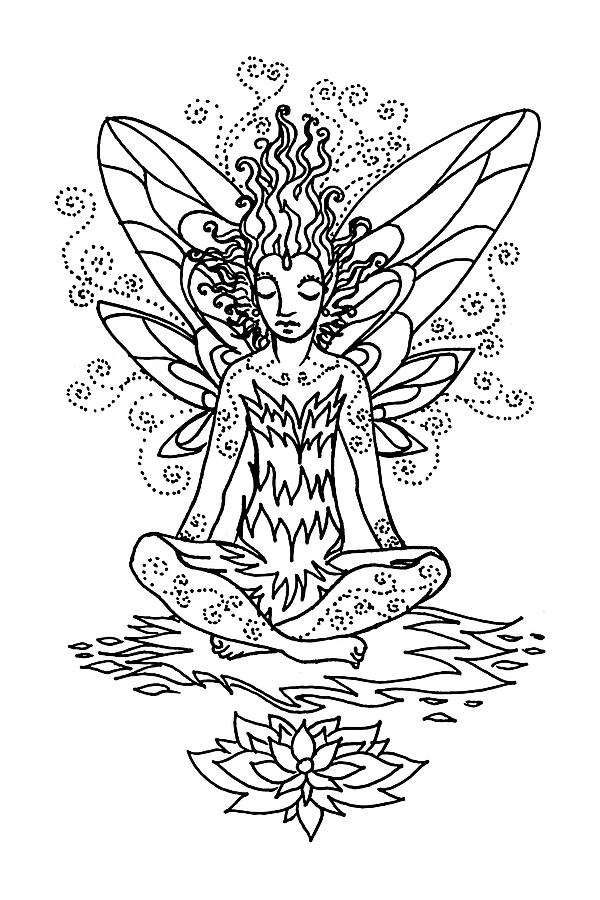 Fire Lotus Pixie Drawing by Katherine Nutt