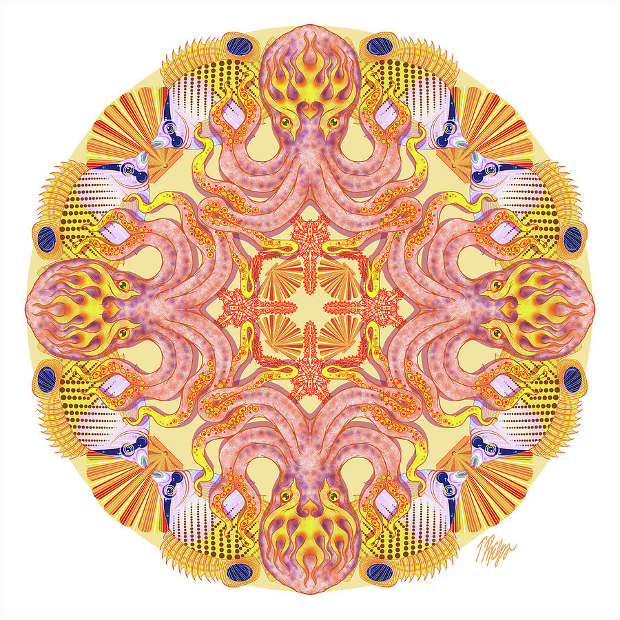 Fire Octopus Buddha Mandala Digital Art by Tim Phelps