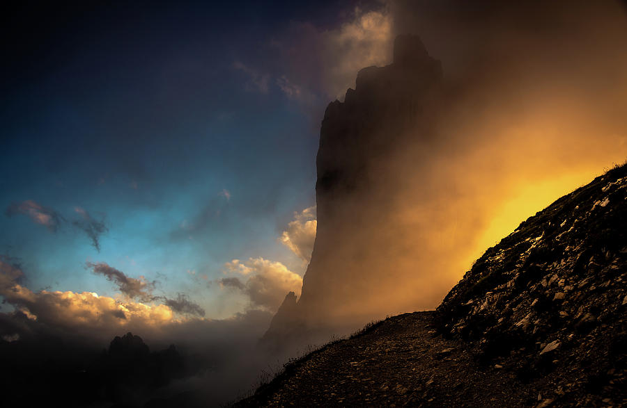 Sunset Photograph - Fire on the Peaks  by Andrew Matwijec